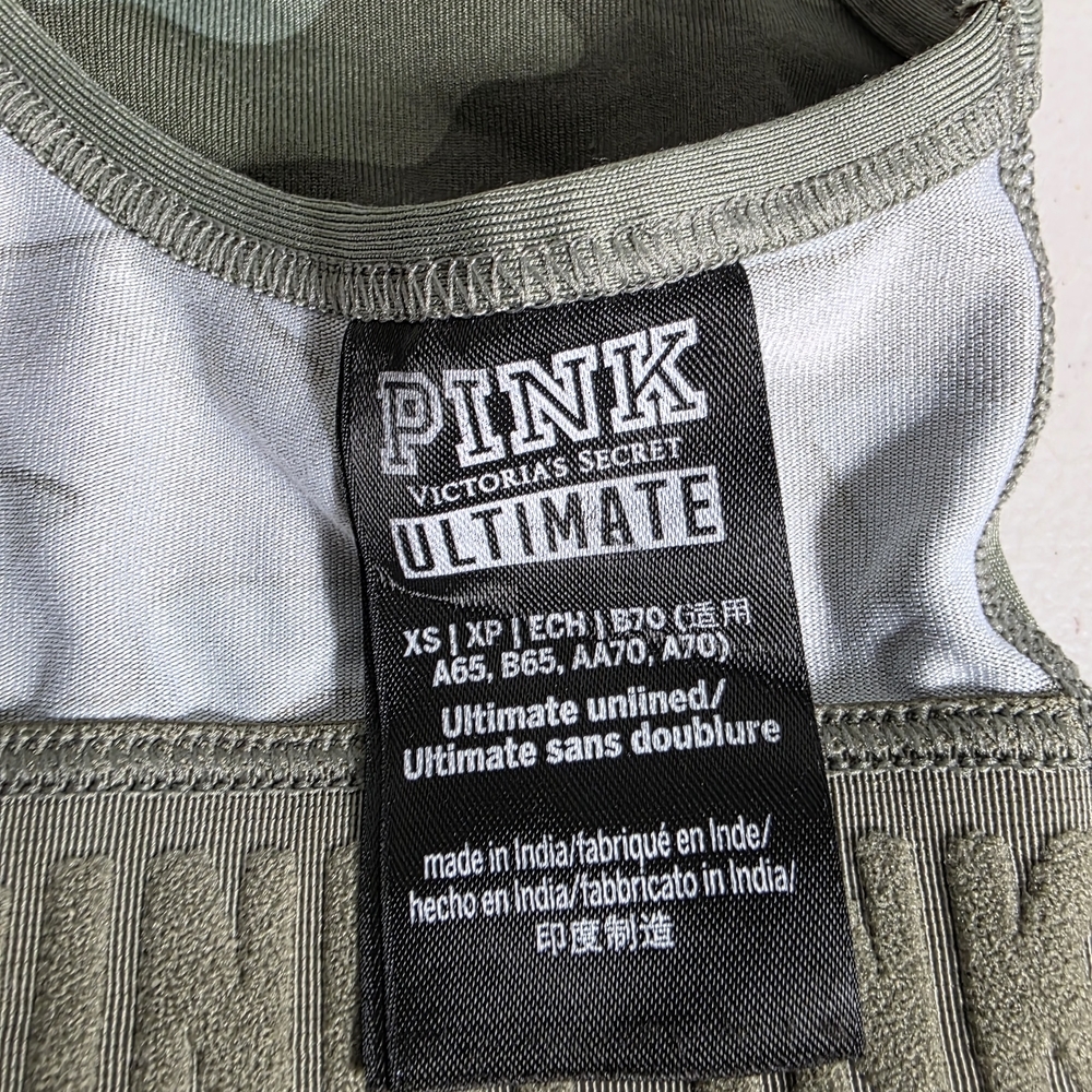 Victoria Secret PINK Ultimate Sport Bra
 Size XS  
Green Camo - Picture 4 of 5